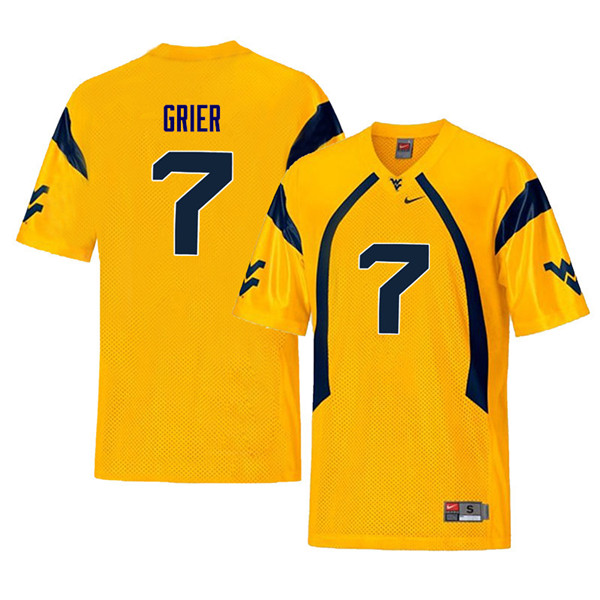 Men #7 Will Grier West Virginia Mountaineers Retro College Football Jerseys Sale-Yellow